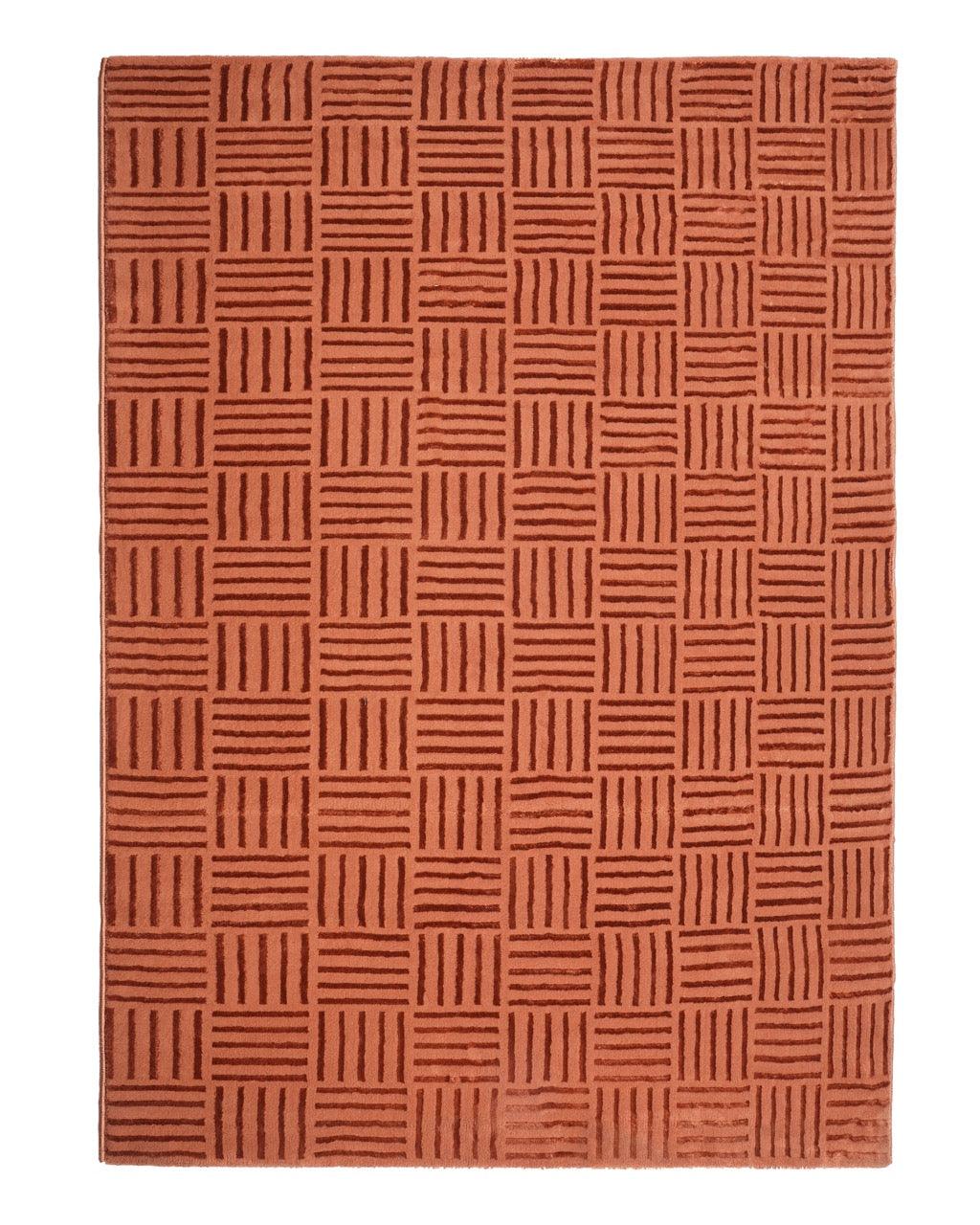 Aura Carpet | Striped Grid Rust