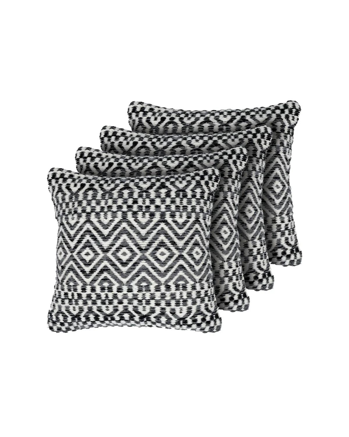 18X18 inch Boho Black wool cushion covers | Set of 2