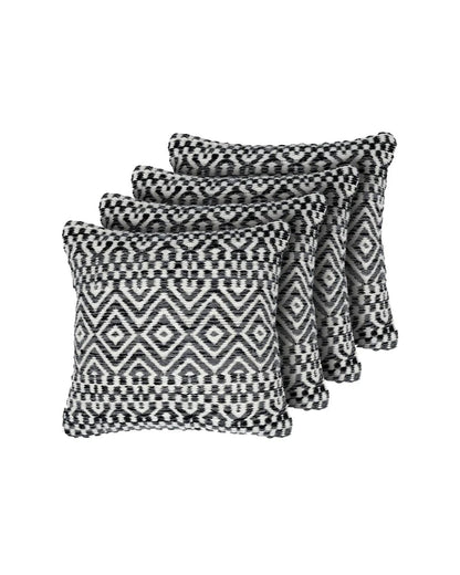 18X18 inch Boho Black wool cushion covers | Set of 2