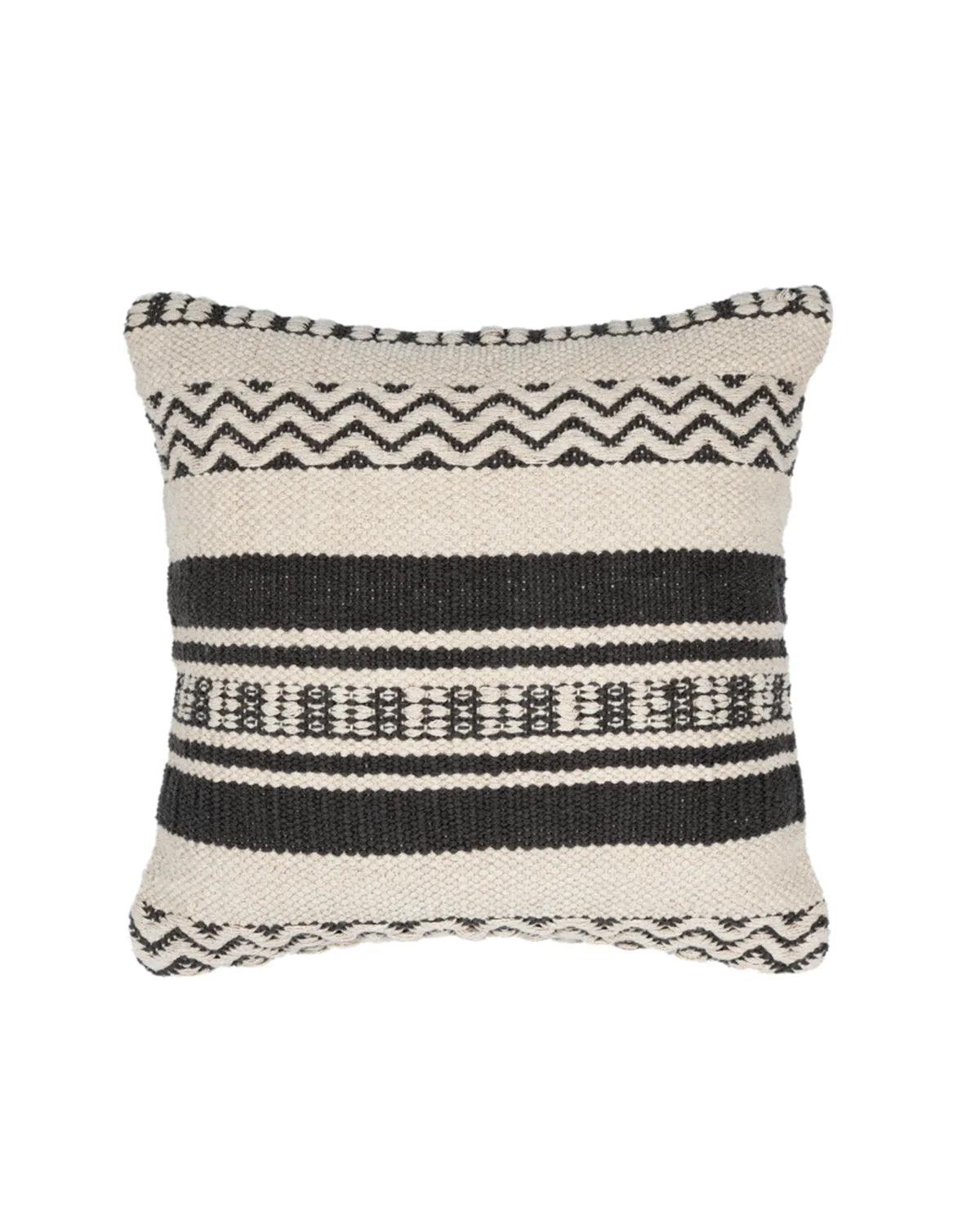 18X18 inch Handcrafted black cotton cushion covers | Set of 2