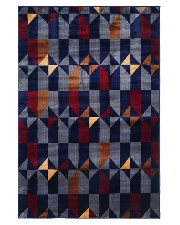 Silvora Rug | Grey, Blue & Maroon