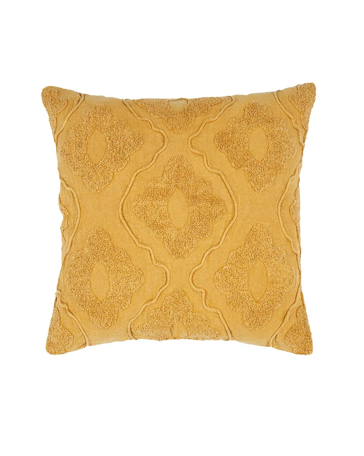 18X18 inch Yellow tufted cotton cushion covers | Set of 2