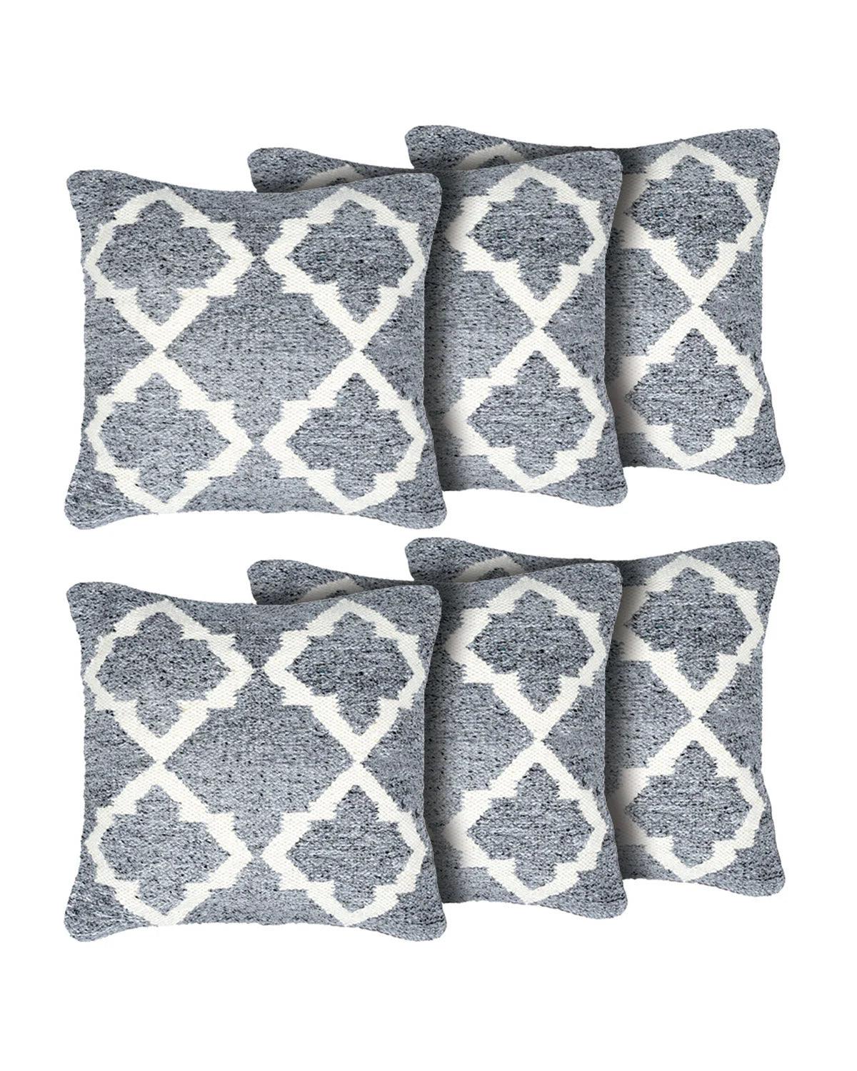 18X18 inch Moroccan silver wool cushion covers | Set of 2