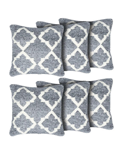 18X18 inch Moroccan silver wool cushion covers | Set of 2