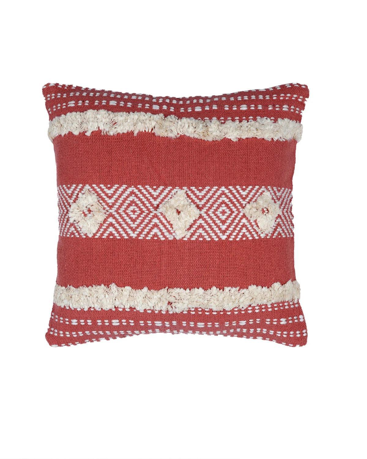 18X18 inch Candy Red tufted cotton cushion covers | Set of 2