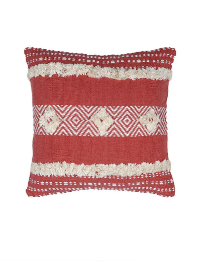 18X18 inch Candy Red tufted cotton cushion covers | Set of 2