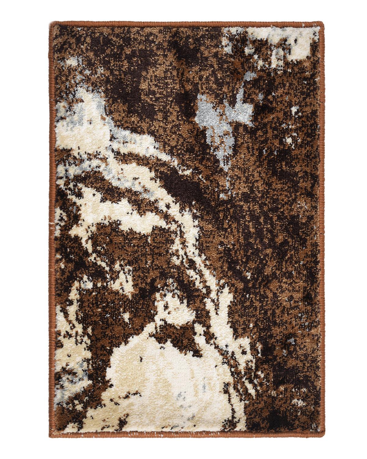 40X60 CM Diamond Doormat | Abstract Brown Beige Wave