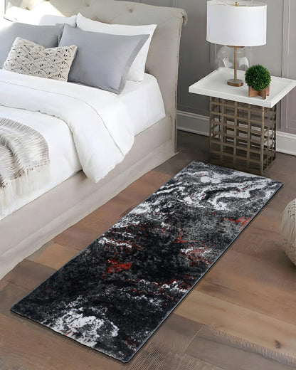 60X150 CM Diamond Runner | Abstract Red Grey