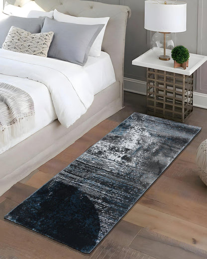 60X150 CM Diamond Runner | Abstract Grey Blue