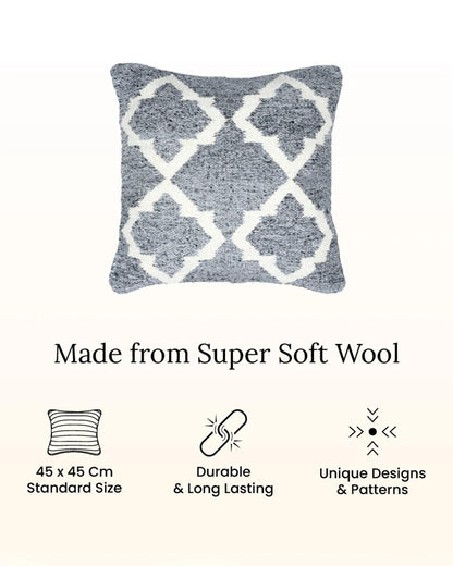 18X18 inch Moroccan silver wool cushion covers | Set of 2