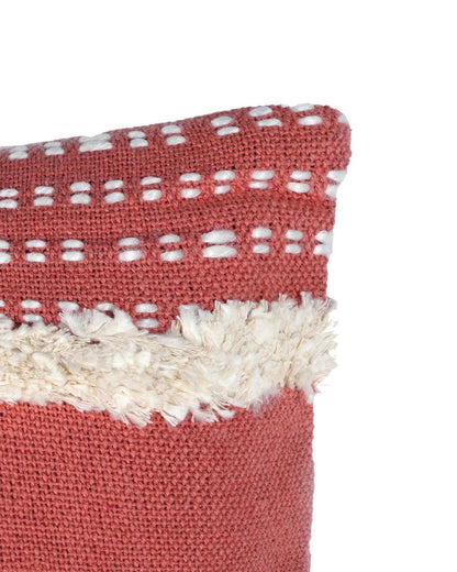 18X18 inch Candy Red tufted cotton cushion covers | Set of 2