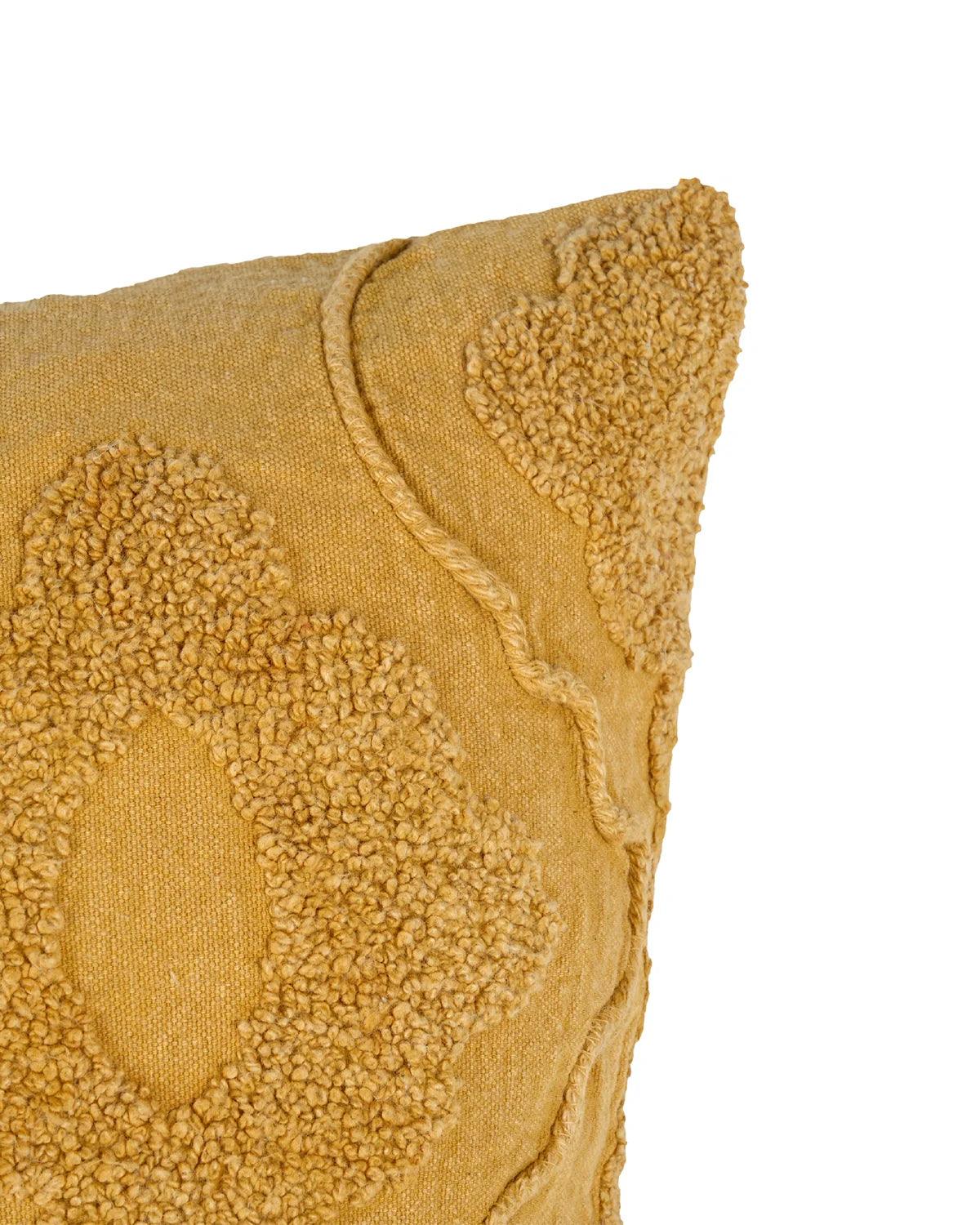 18X18 inch Yellow tufted cotton cushion covers | Set of 2