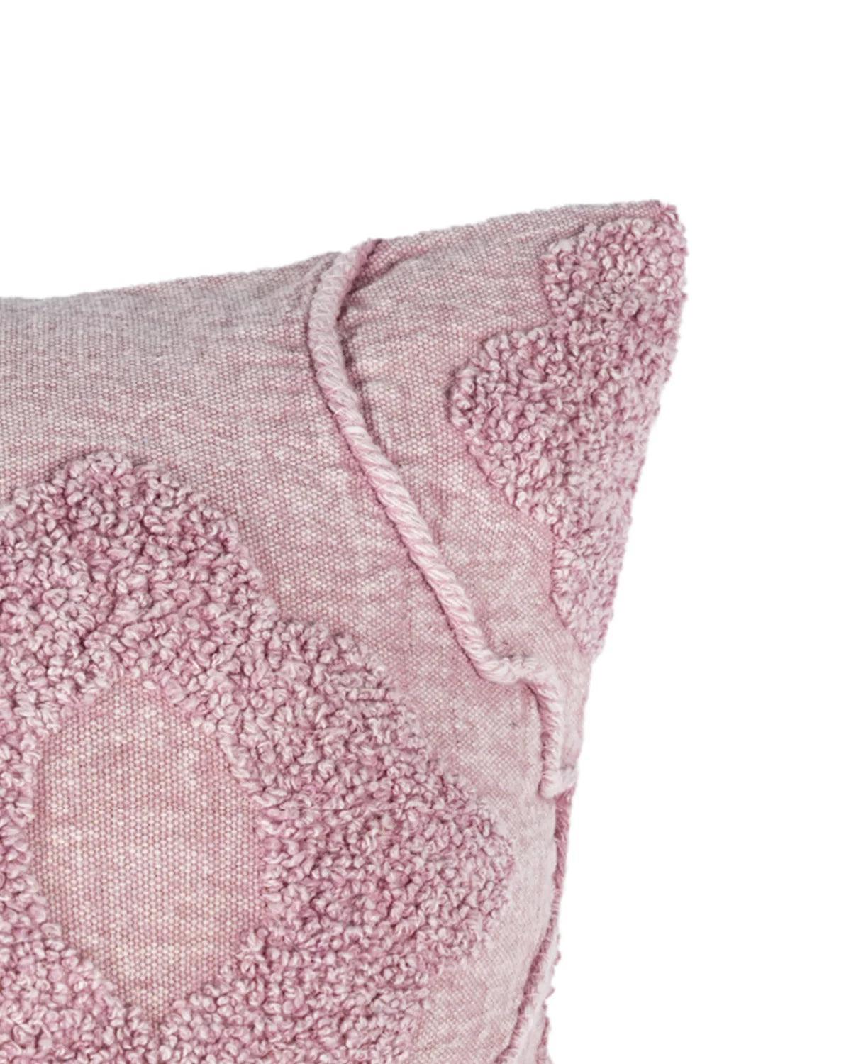 18X18 inch Pink tufted boho cotton cushion covers | Set of 2