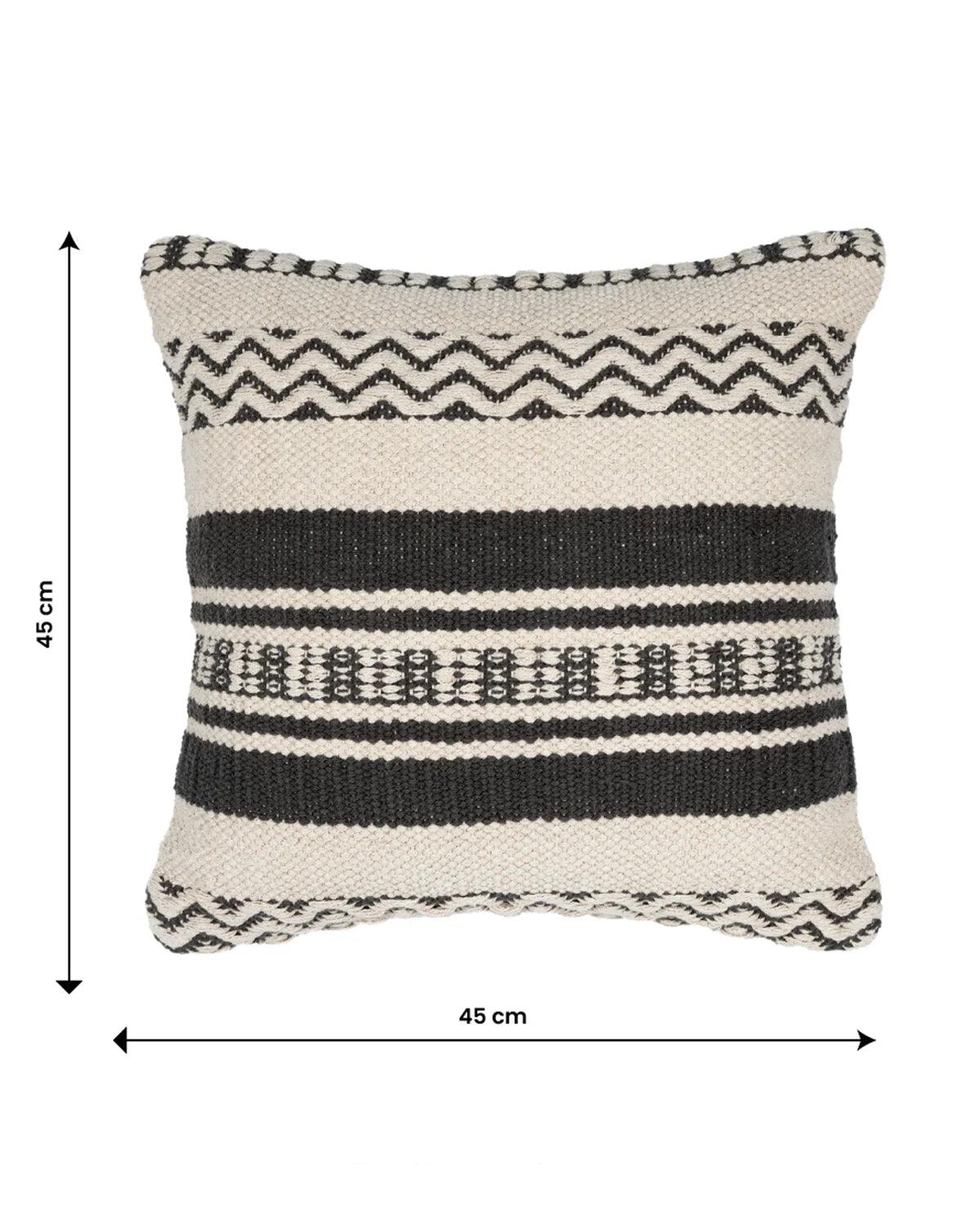 18X18 inch Handcrafted black cotton cushion covers | Set of 2