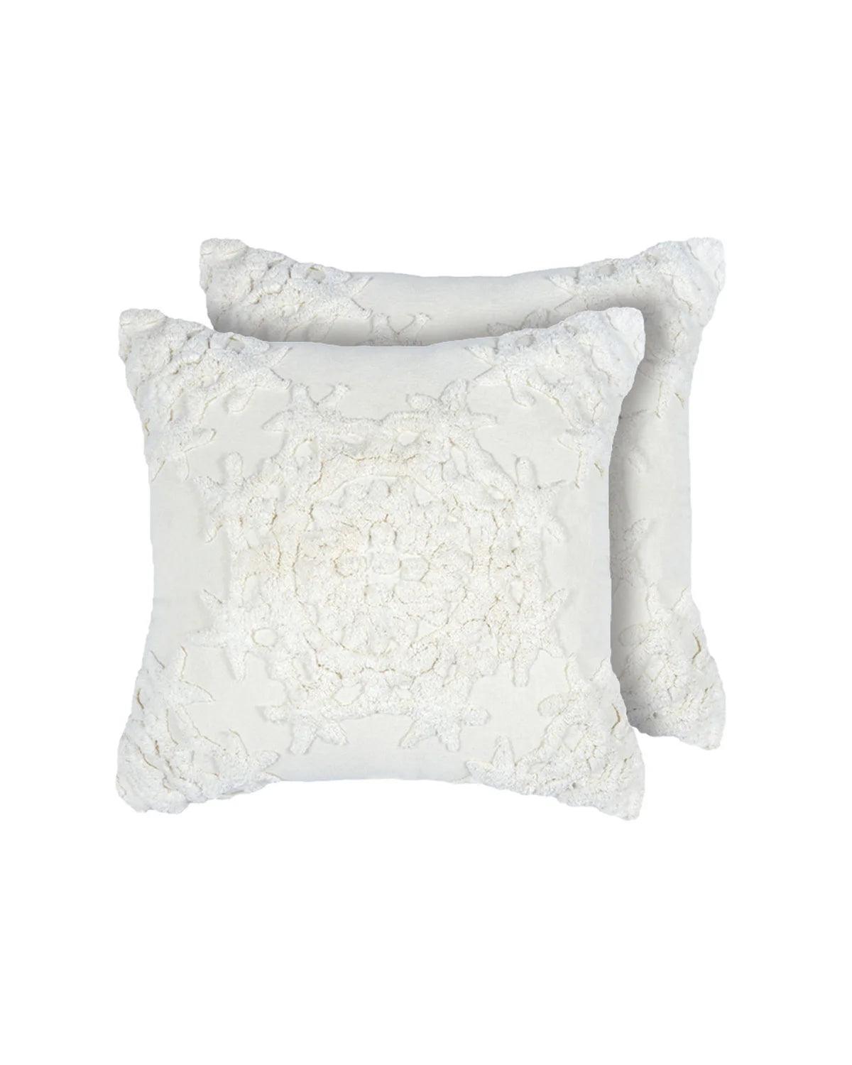 18X18 inch Boho White cotton tufted cushion covers | Set of 2