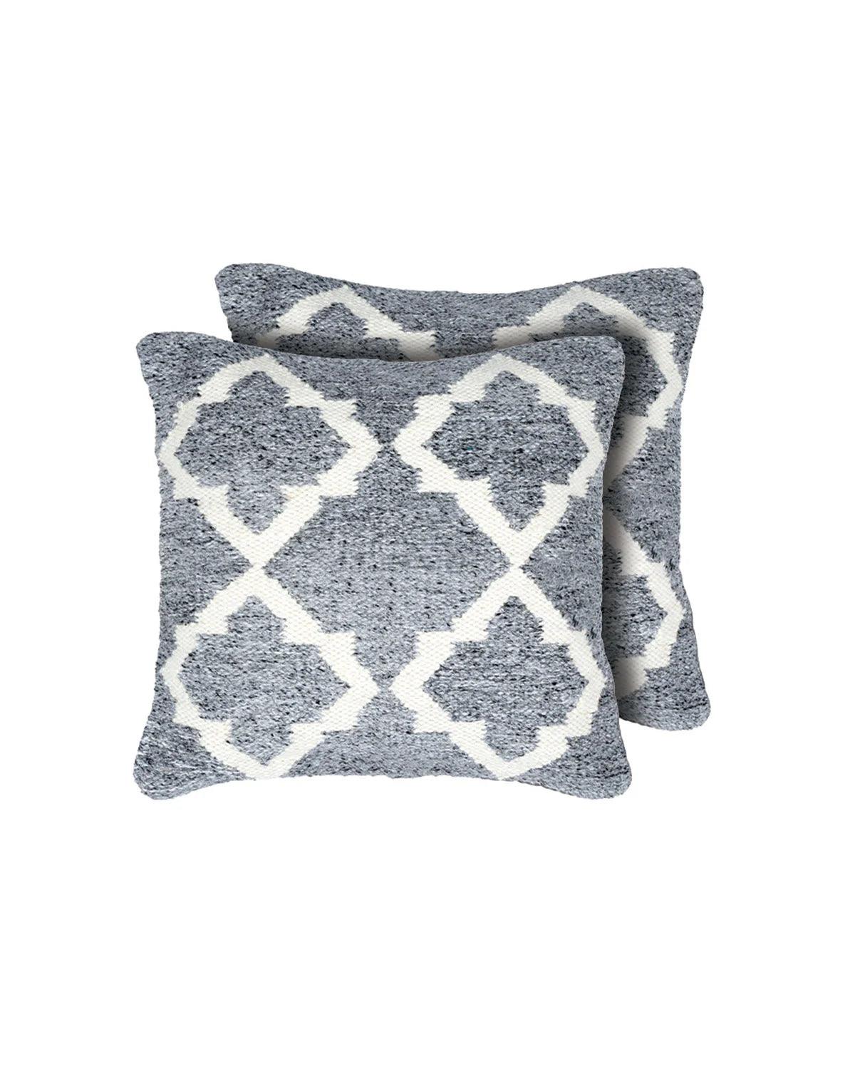 18X18 inch Moroccan silver wool cushion covers | Set of 2