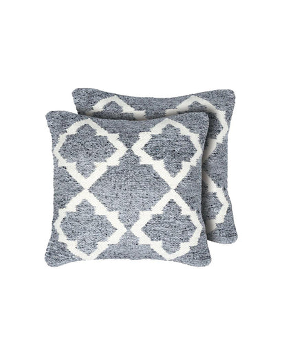 18X18 inch Moroccan silver wool cushion covers | Set of 2
