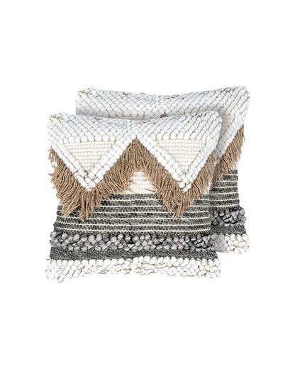 18X18 inch Boho beige cushion covers | Set of 2