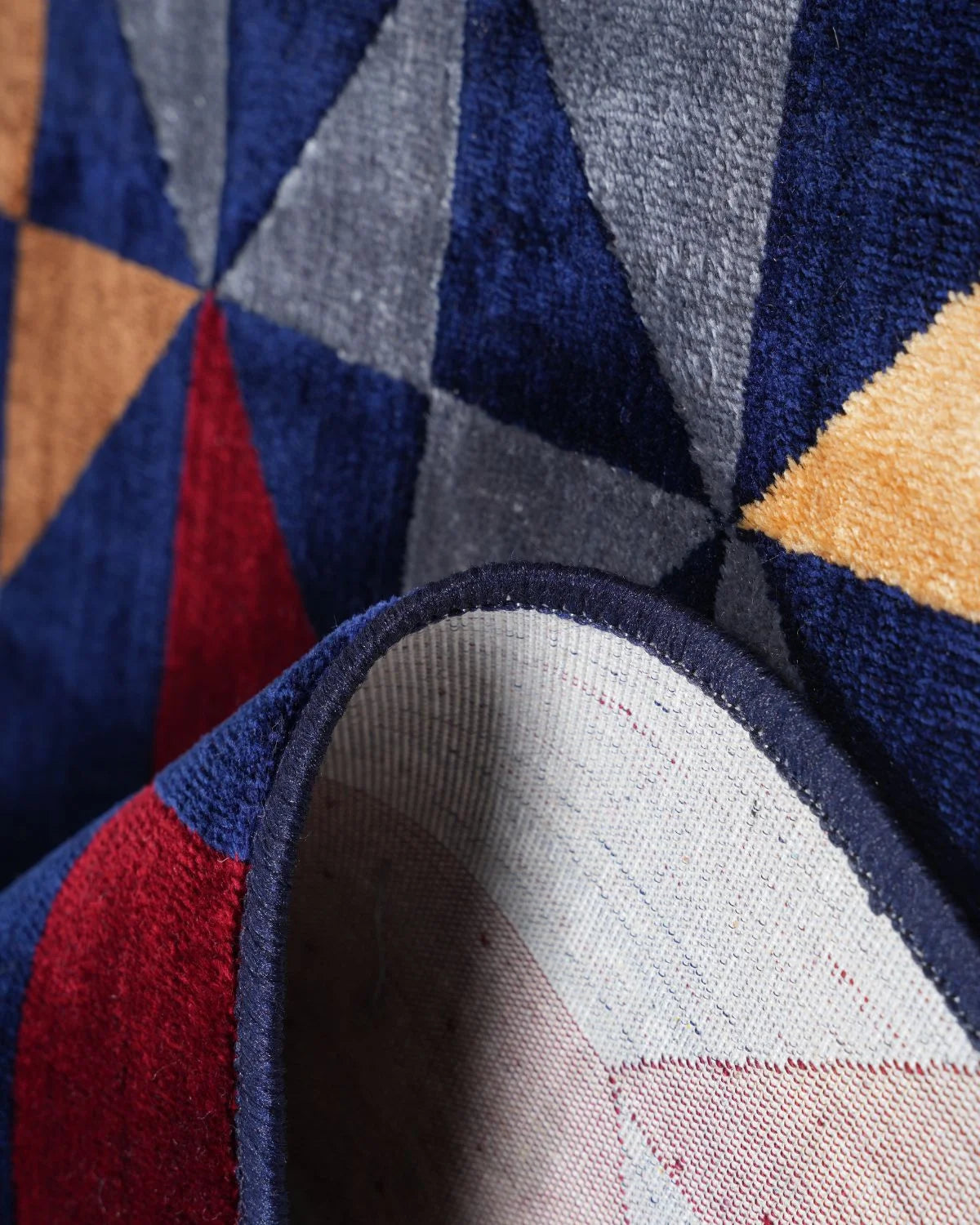 Silvora Rug | Grey, Blue & Maroon