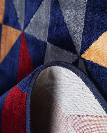 Silvora Rug | Grey, Blue & Maroon