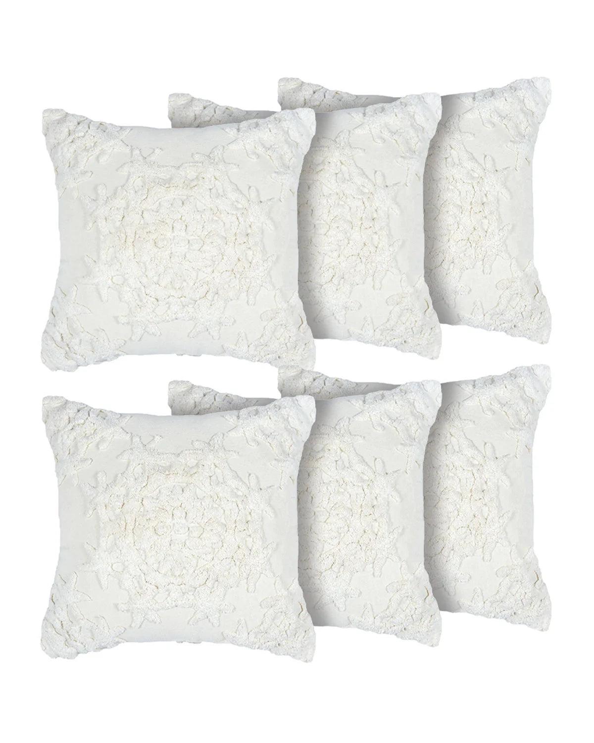 18X18 inch Boho White cotton tufted cushion covers | Set of 2
