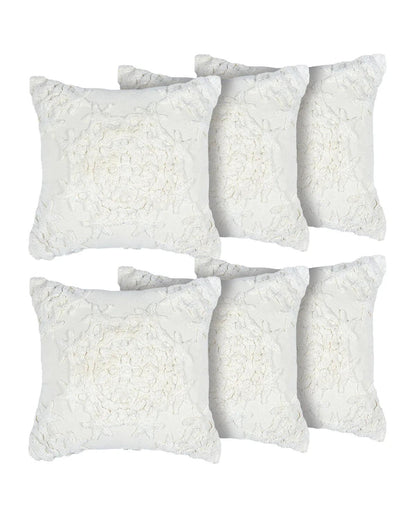 18X18 inch Boho White cotton tufted cushion covers | Set of 2