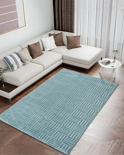 Aura Carpet | Striped Grid Light Blue