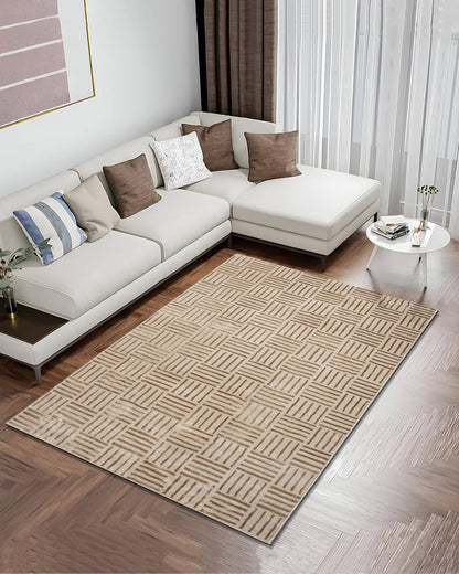 Aura Striped Grid Gold Carpet