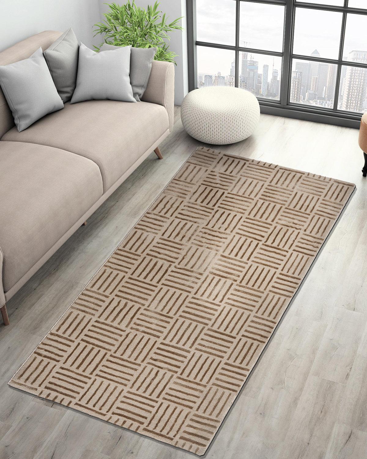 Aura Striped Grid Gold Carpet