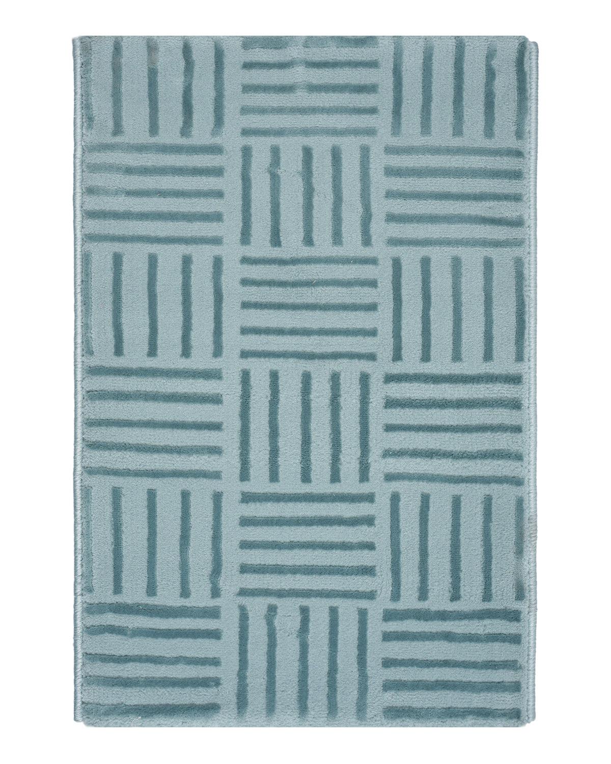 40X60 CM Aura Doormat | Striped Grid Light Blue