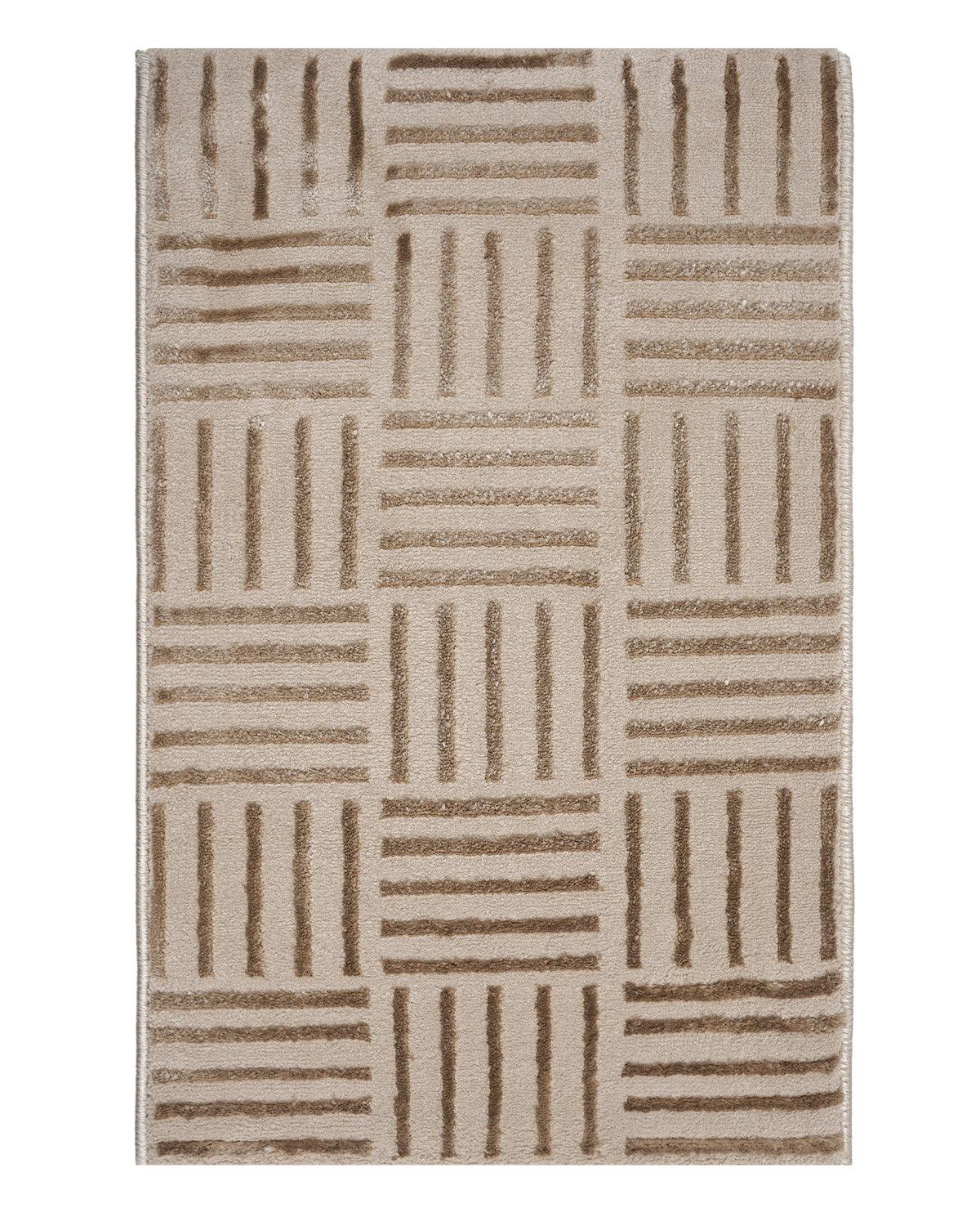 40X60 CM Aura Doormat | Striped Grid Light Gold