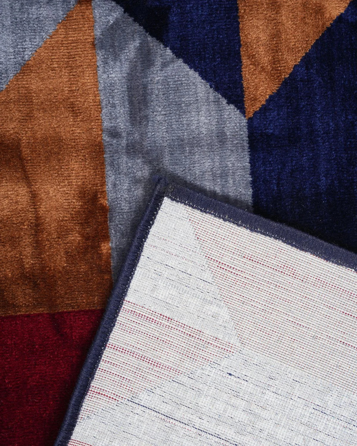 Silvora Rug | Grey, Blue & Maroon