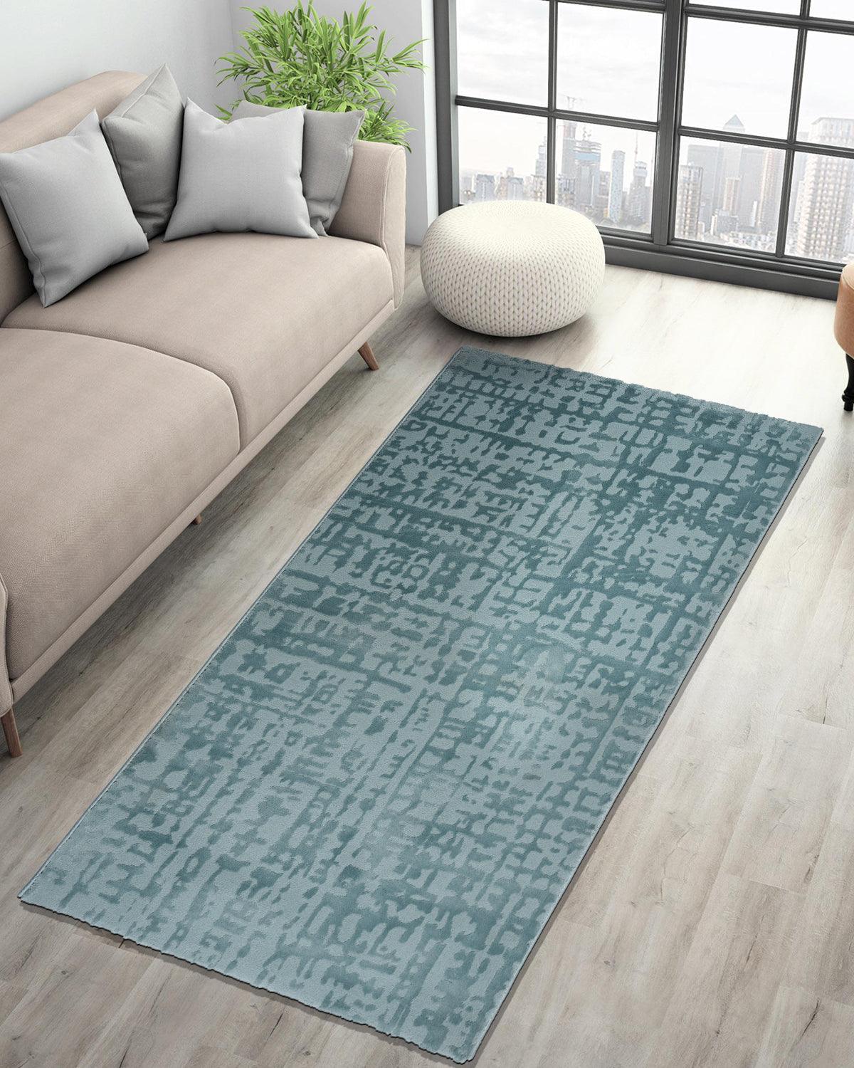 Aura Carpet | Grid Abstract Light Blue
