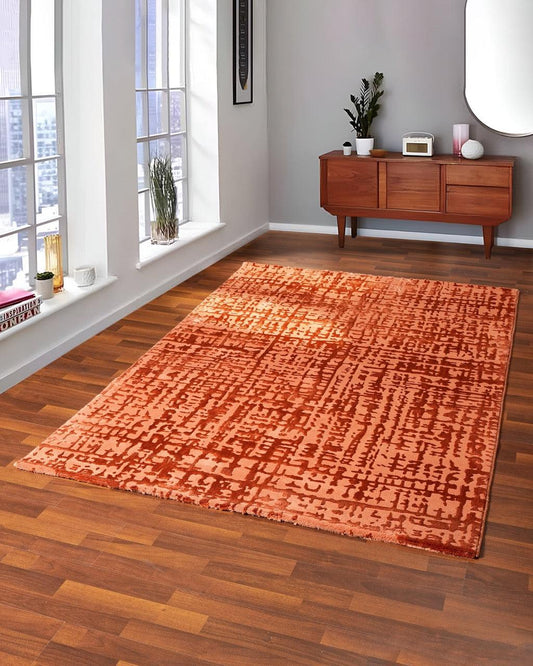 Aura Grid Abstract Rust Carpet