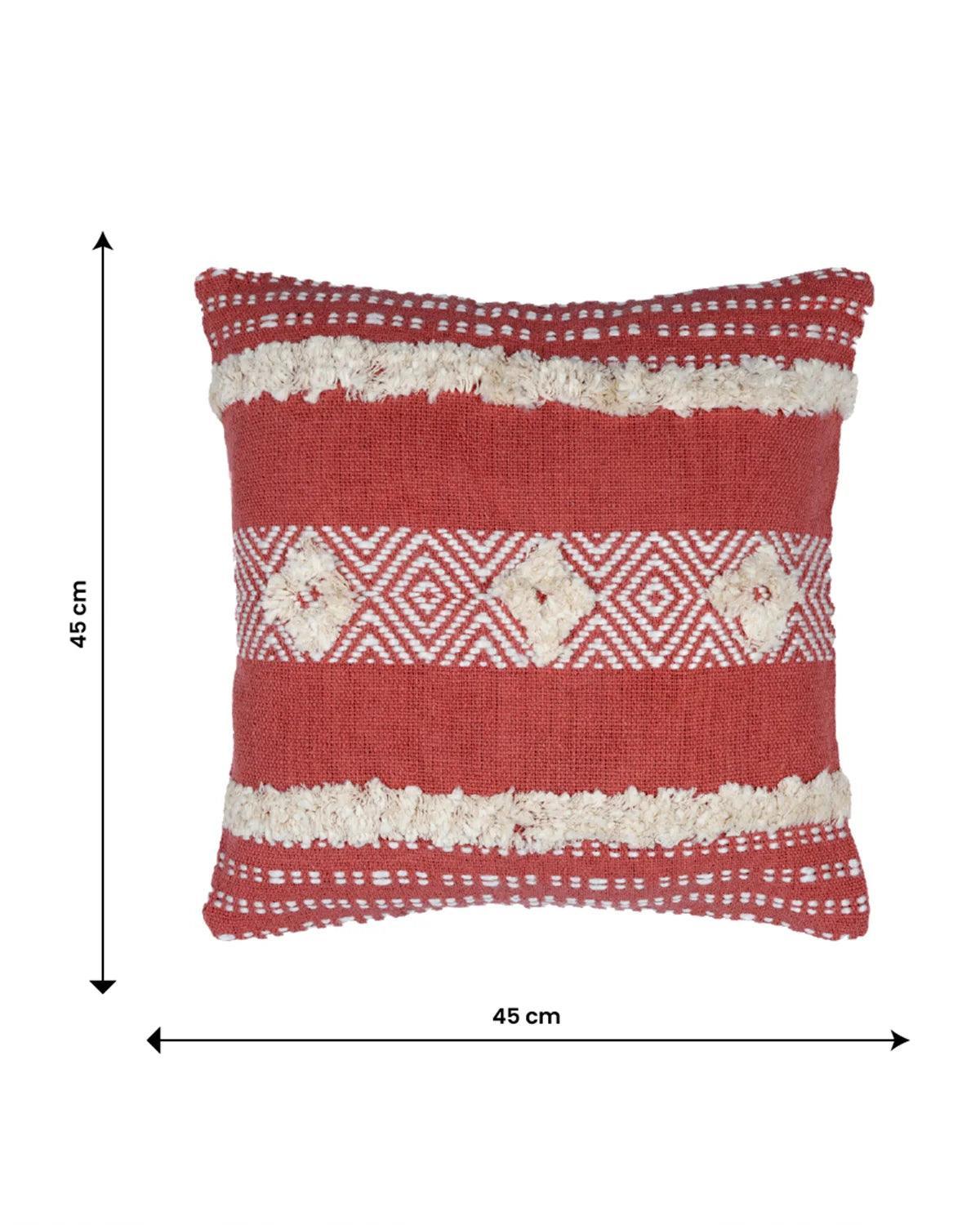 18X18 inch Candy Red tufted cotton cushion covers | Set of 2