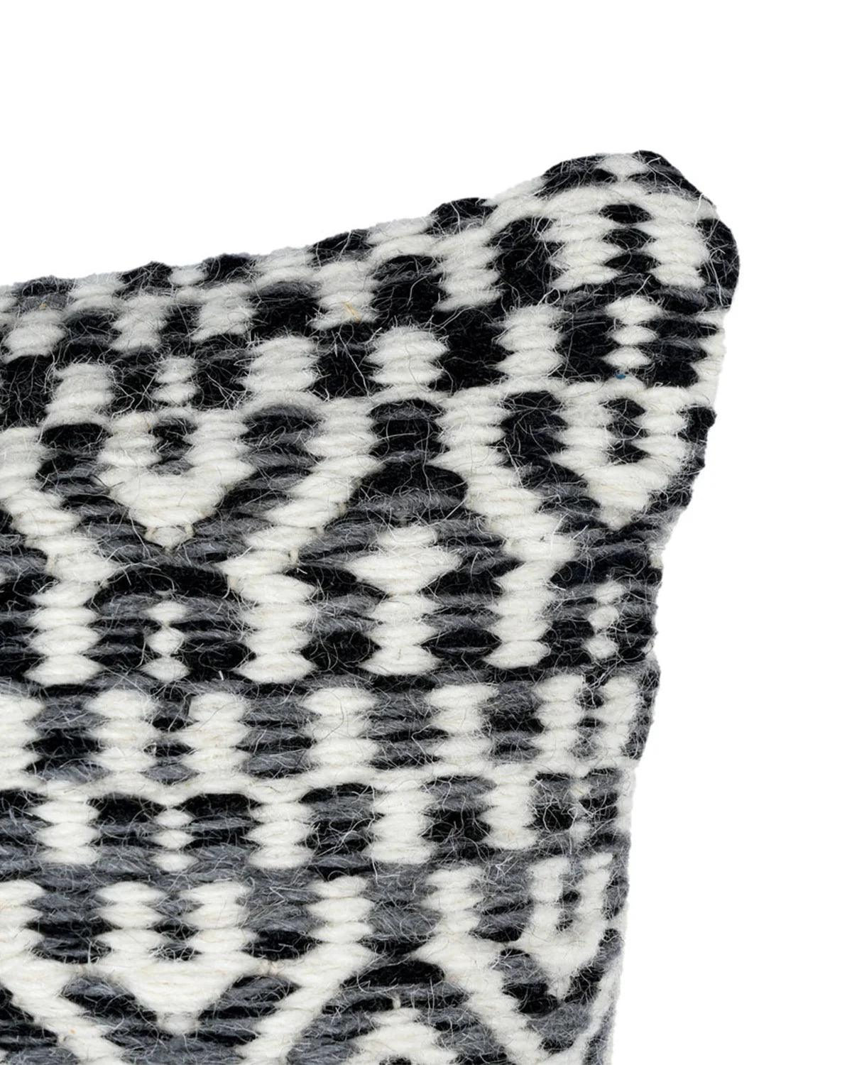 18X18 inch Boho Black wool cushion covers | Set of 2