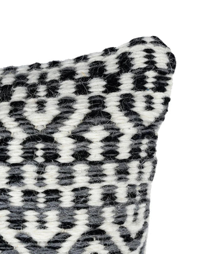 18X18 inch Boho Black wool cushion covers | Set of 2