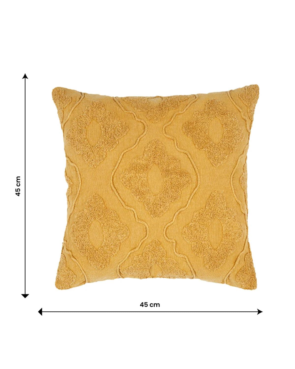 18X18 inch Yellow tufted cotton cushion covers | Set of 2