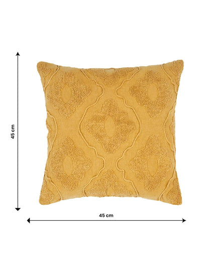 18X18 inch Yellow tufted cotton cushion covers | Set of 2
