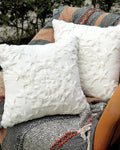 18X18 inch Boho White cotton tufted cushion covers | Set of 2