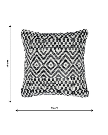 18X18 inch Boho Black wool cushion covers | Set of 2