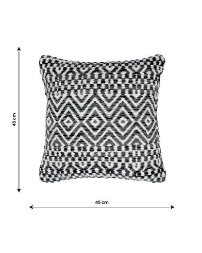 18X18 inch Boho Black wool cushion covers | Set of 2