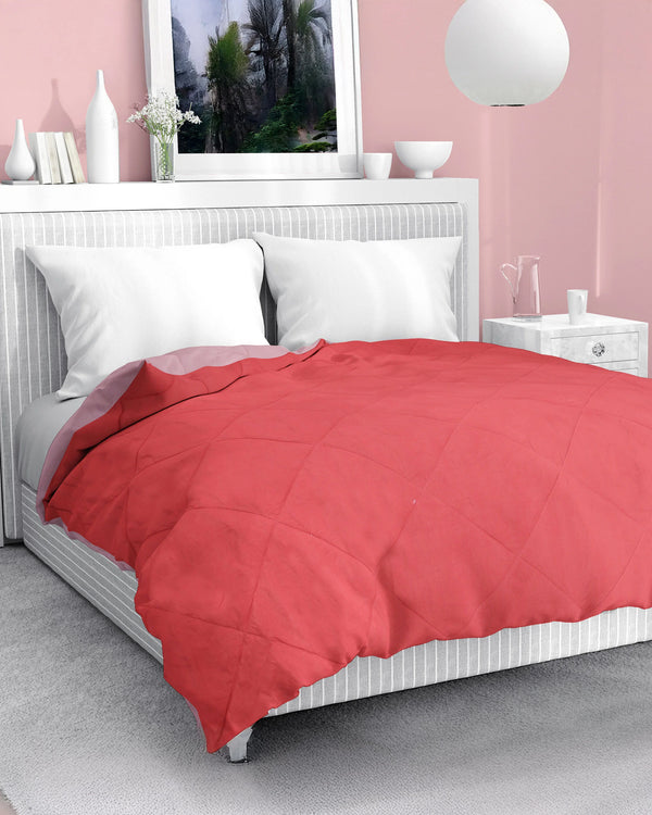 Amelia Reversible Comforter & AC Quilt |  Peach  | Diamond Design