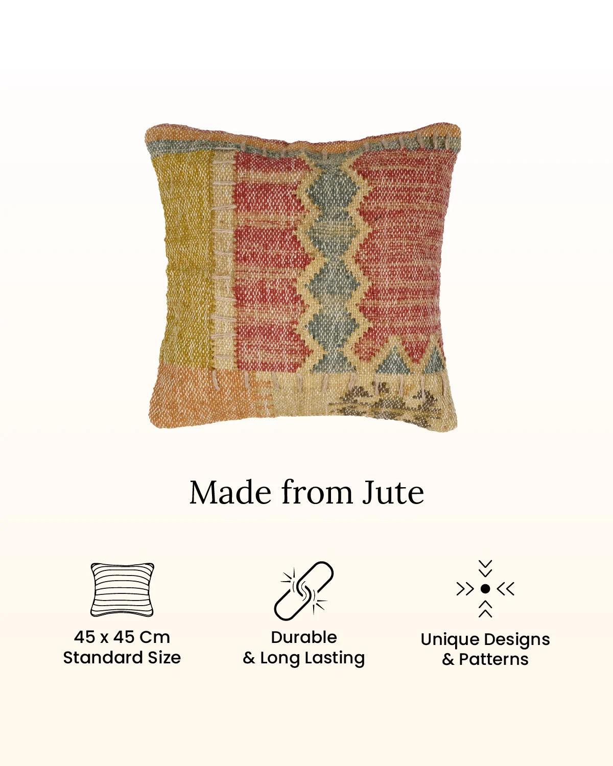 18X18 inch Mustard Red Jute cushion covers | Set of 2