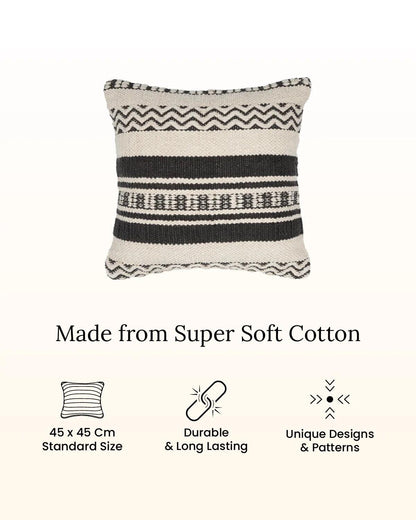 18X18 inch Handcrafted black cotton cushion covers | Set of 2