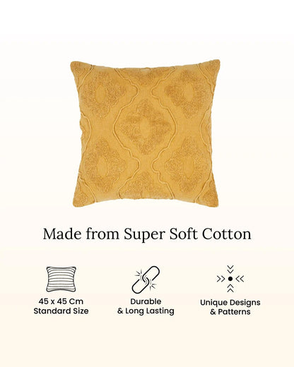 18X18 inch Yellow tufted cotton cushion covers | Set of 2