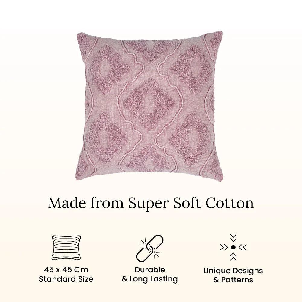 18X18 inch Pink tufted boho cotton cushion covers | Set of 2