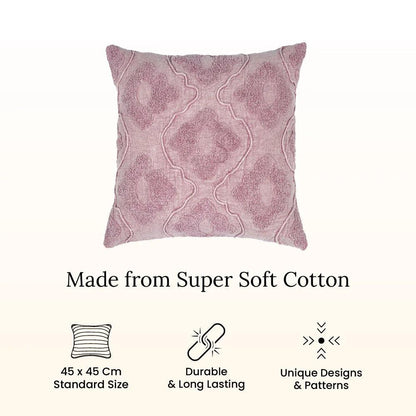 18X18 inch Pink tufted boho cotton cushion covers | Set of 2