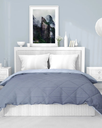 Amelia Reversible Comforter & AC Quilt | Ash Grey & Pearl Grey | Diamond Design