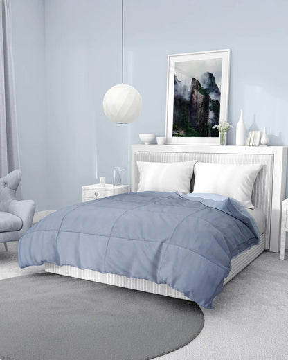 Amelia Reversible Comforter & AC Quilt | Ash Grey & Pearl Grey | Box Design